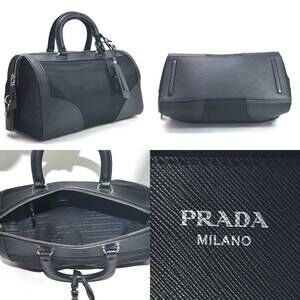 Prada Handbag Black Nero Bag TESSUTOSAFFIAN Shoulder Leather
